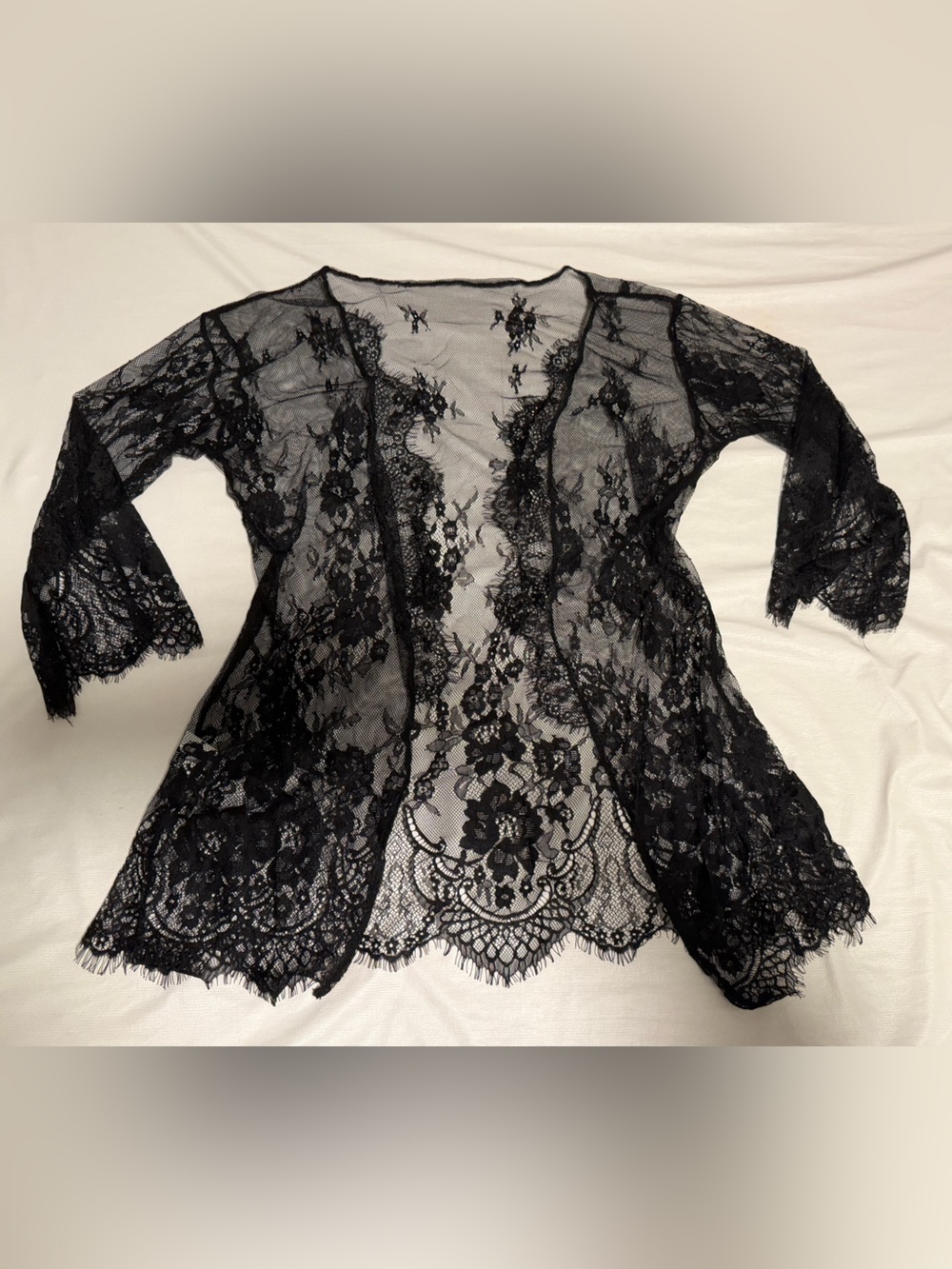 Black Lace Sheer Kimono Cover-Up NWOT